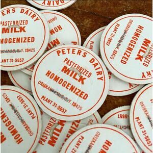 Vintage Milk Bottle Caps Orange Cardboard Dairy Crafting Halloween Set of EIGHT